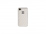 Накладка CHANEL для iPhone 4/4S серебристая+белая кожа