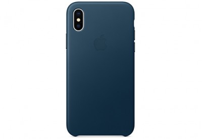 Чехол Apple Leather Case для iPhone X «космический синий»