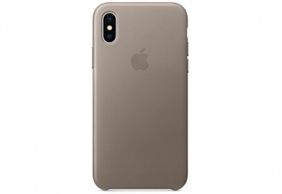 Чехол Apple Leather Case для iPhone X платиново-серый