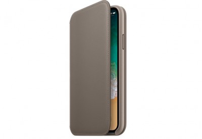 Чехол Apple Leather Folio для iPhone X платиново-серый